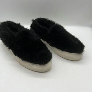 Joshua Sanders Black Furry Platform Slip On Sneakers - Size 40 (IT)